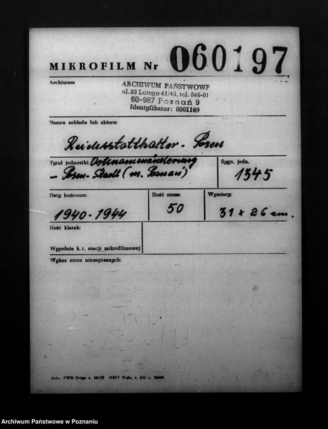 Obraz 2 z jednostki "Ortsnamenänderung - Posen- Stadt (miasto Poznań)"