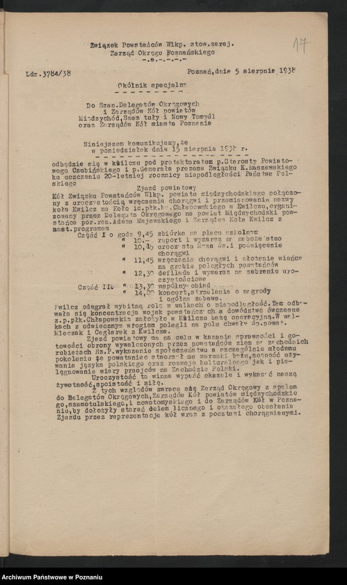 image.from.unit.number "Okólniki i zarządzenia Zarządu Głównego i Okręgu Związku Powstańców Wielkopolskich."