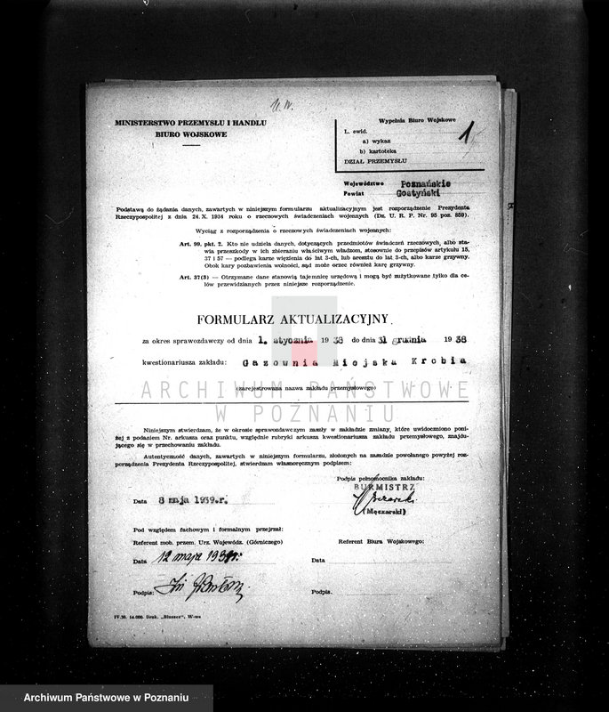 Obraz 4 z jednostki "Kwestionariusz - Gazownia Miejska w Krobi pow. gostyński"