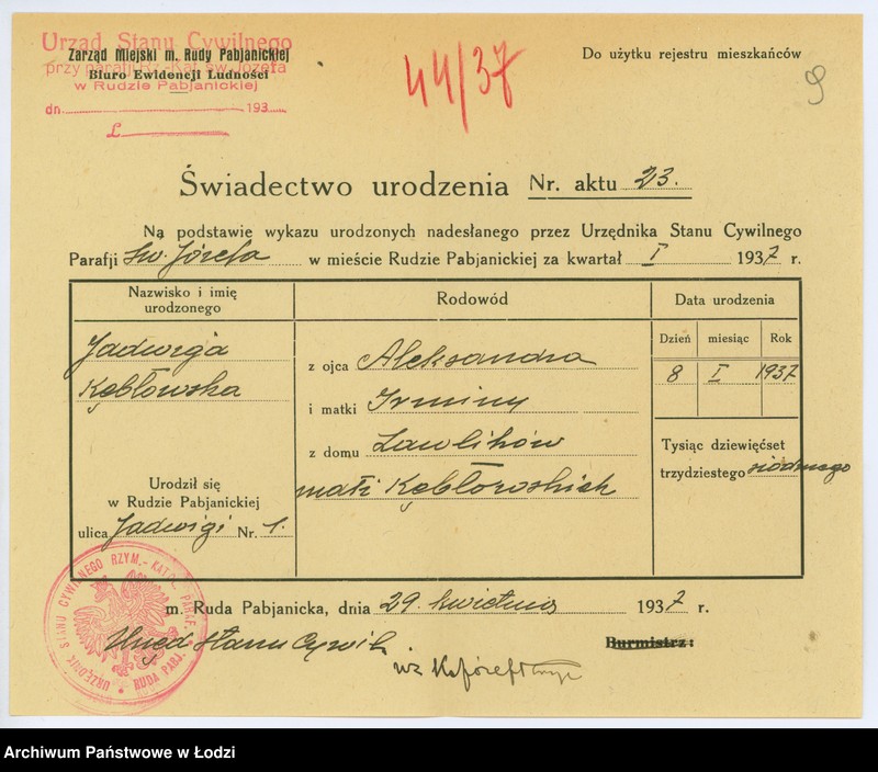 image.from.unit.number "Dokumenty do rejestru mieszkańców Rudy Pabianickiej. Kebsch Helena - Kühnel Olga"
