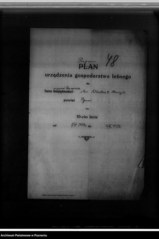 Obraz 5 z jednostki "Program urządzenia gospodarstwa leśnego dla lasu w gminie Pruszewice dla lasu H. Schlachczaka 1929-1939"