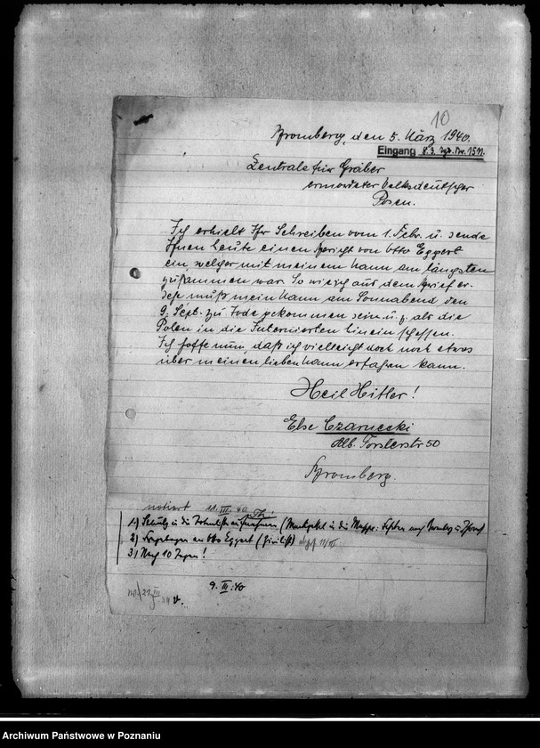 Obraz 14 z jednostki "Korespondencja w sprawie miejscowych Niemców, którzy zginęli w 1939 roku"