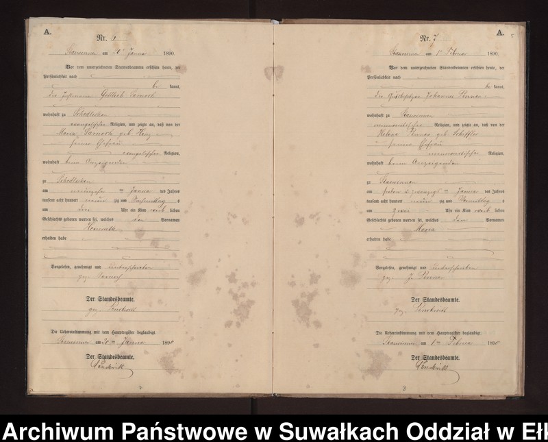 image.from.unit.number "Geburts-Neben-Register des Preussischen Standes-Amtes Stasswinnen Kreis Loetzen"