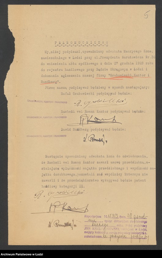 Obraz 7 z jednostki "Grabowiecki, Kantor o Rundberg – sprzedaż towarów włókienniczych"