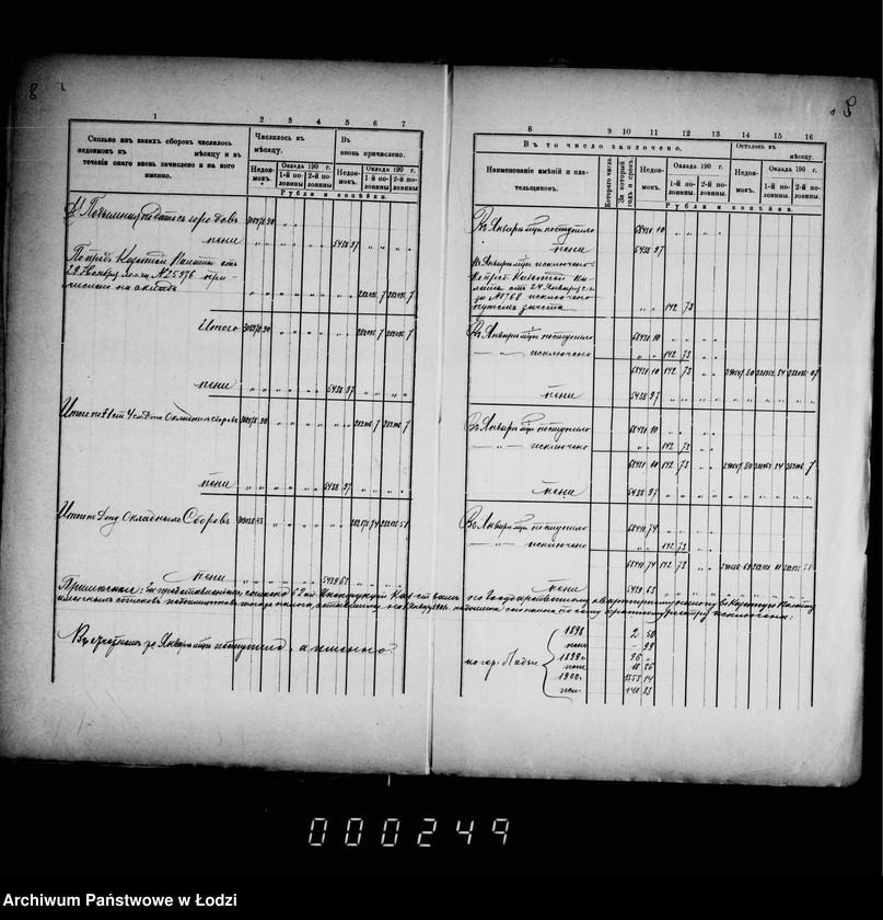 Obraz 10 z jednostki "O nedoimkach po knigam Lodzinskago Uezdnago Kaznačejstva za I polovinu 1901 goda"
