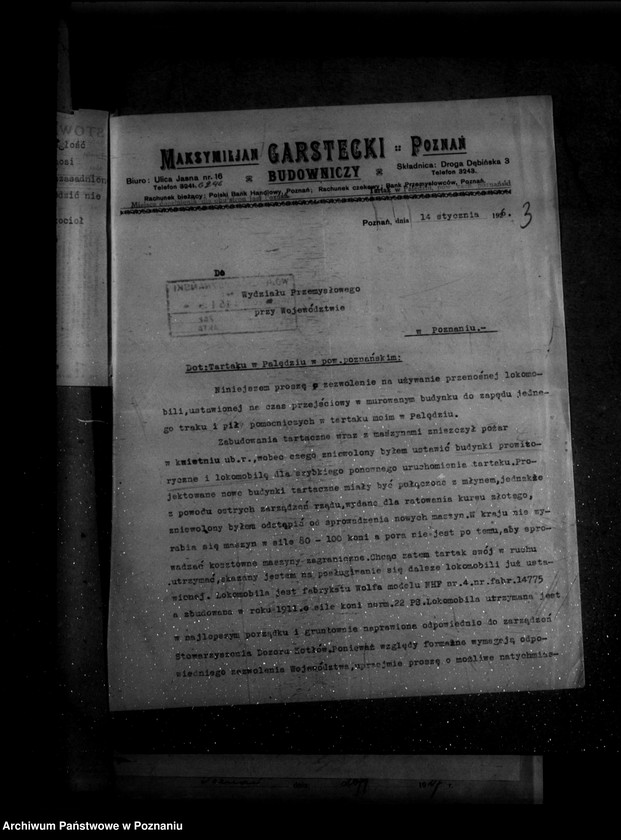 Obraz 7 z jednostki "Tartak parowy w Palędziu powiat poznański M. Garstecki nr woj. 2295"