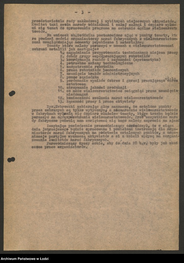 Obraz 9 z jednostki "Współzawodnictwo pracy; protokoły z narad ogólnołódzkich, sprawozdania różnych dyrekcji Centralnego Zarządu Przemysłu Włókienniczego"