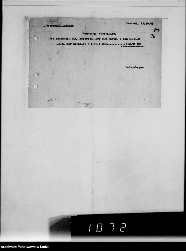 Obraz 20 z jednostki "Heeresbekleidungsamt München.Kriegsauftrag 6/14"