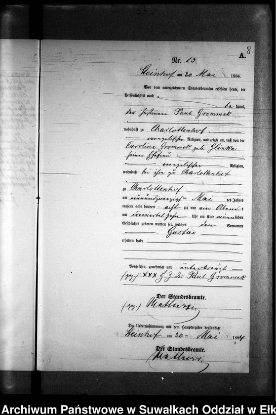 image.from.unit.number "Geburts-Neben-Register des Preussischen Standes-Amtes Gr. Strengeln Kreis Angerburg"