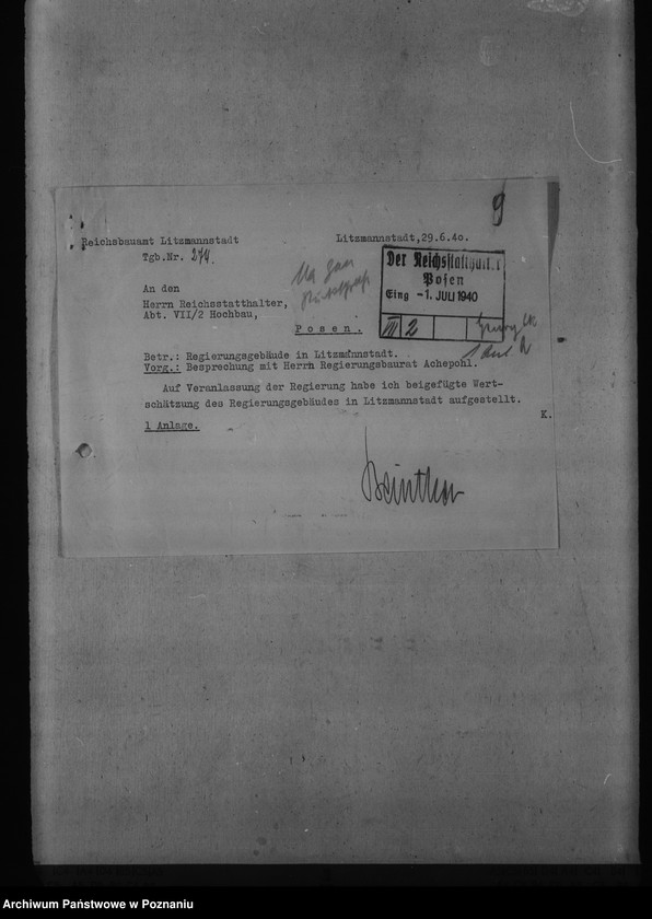 Obraz 18 z jednostki "Regierungsgebäude in Litzmannstadt - Łódź"