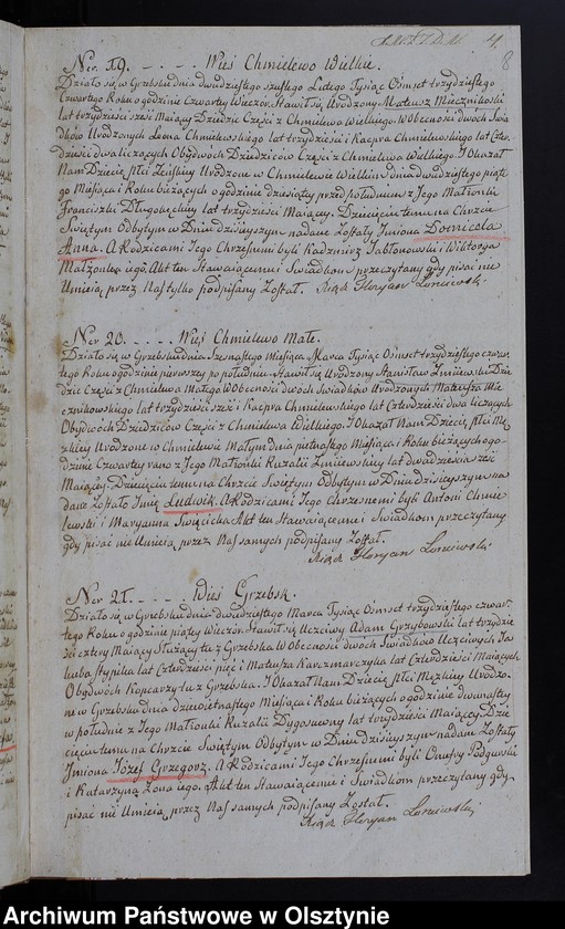 image.from.unit.number "Akta Stanu Cywilnego Gminy Grzebskiey Urodzenia, Zawartych Małżeństw, Zeyścia z Roku 1834"