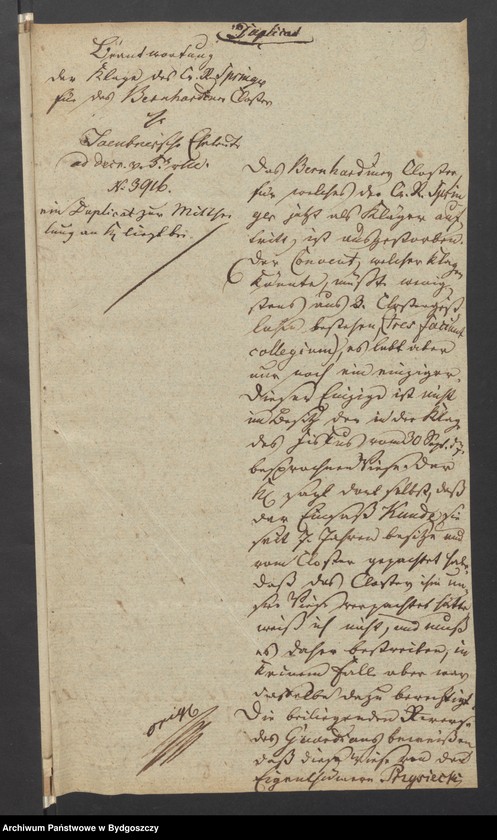 image.from.unit.number "Acta Manualia des Regierungs Fiscalats in Bromberg in Sachen des Bernardiner Kloster in Bromberg weder die Friedens Richter Taeuenbnersche Erben wegen Turbation in Besitz einer Wiese"