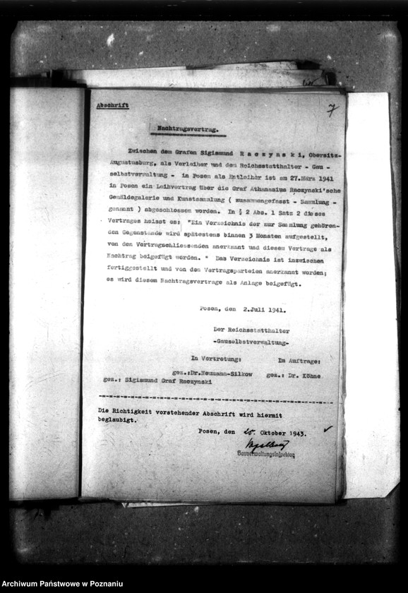 Obraz 11 z jednostki "Leihvertrag - Raczynski Gemälde-Galerie."