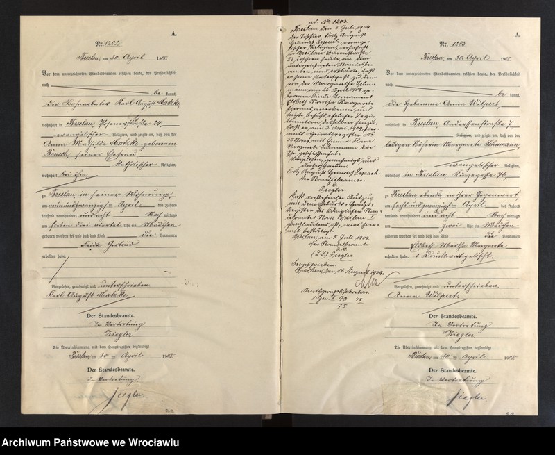 image.from.unit.number "Geburts-Neben-Register Breslau I 1908 Band 4"
