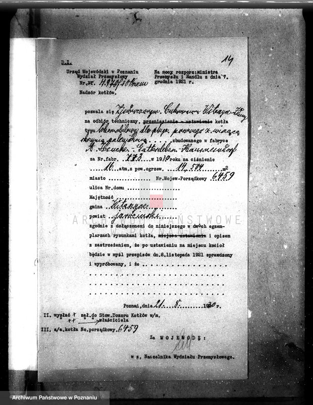 Obraz 20 z jednostki "Cukrownia Witaszyce pow. krotoszyński nr woj. kotła 6459"