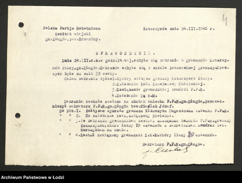 Obraz 6 z jednostki "Miesięczne sprawozdania [i ankiety] komitetów gminnych, charakterystyki organizacji [i kandydatów na sekretarzy] gminnych"