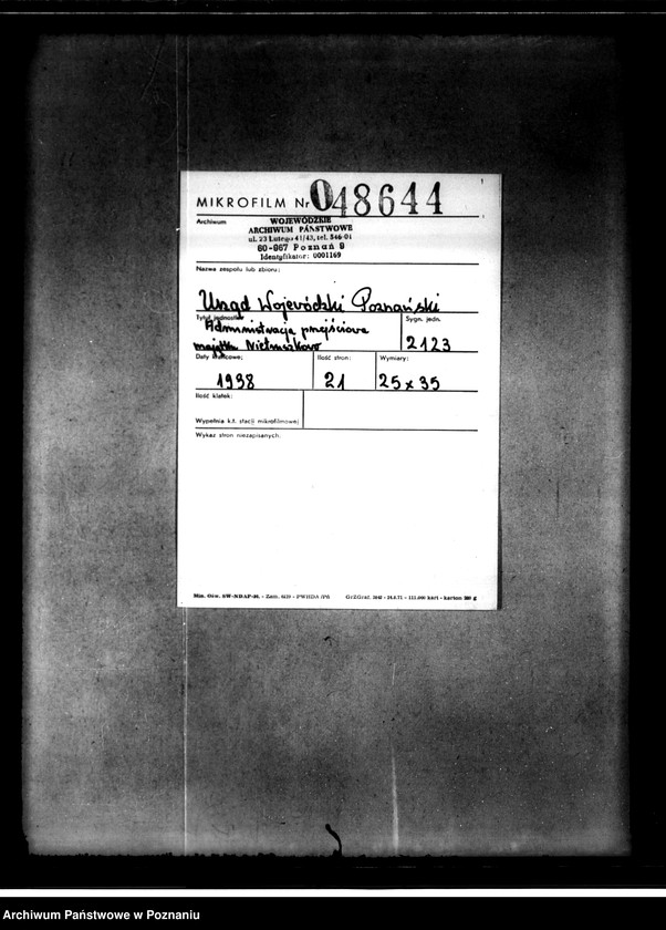 Obraz 2 z jednostki "Administracja przejściowa majątku Nietuszkowo powiat chodzieski"