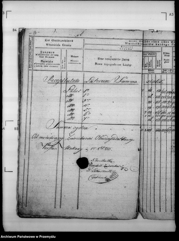 image.from.unit.number "Sumariusz szczegółowych arkuszy gminy podatkującej Walawy"
