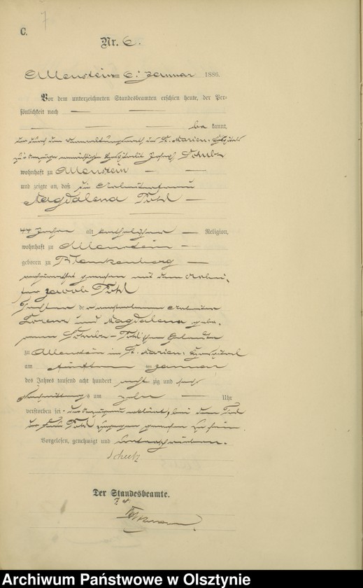 image.from.unit.number "Sterbe-Haupt-Register Tom I, Nr 1 - 254"