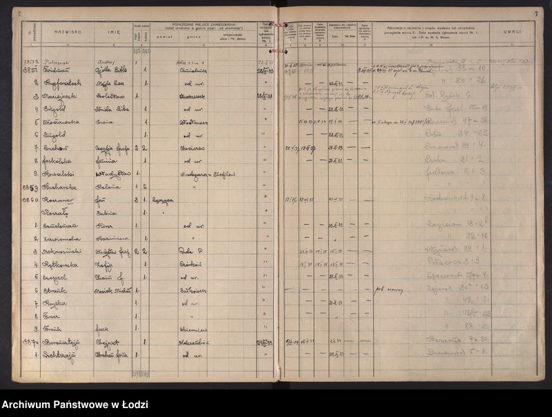 Obraz 10 z jednostki "Księga kontroli ruchu ludności (rejestr osób przybywających do gminy) Łódź, komisariat III, nr 3740-4360, nr 1-3692a"