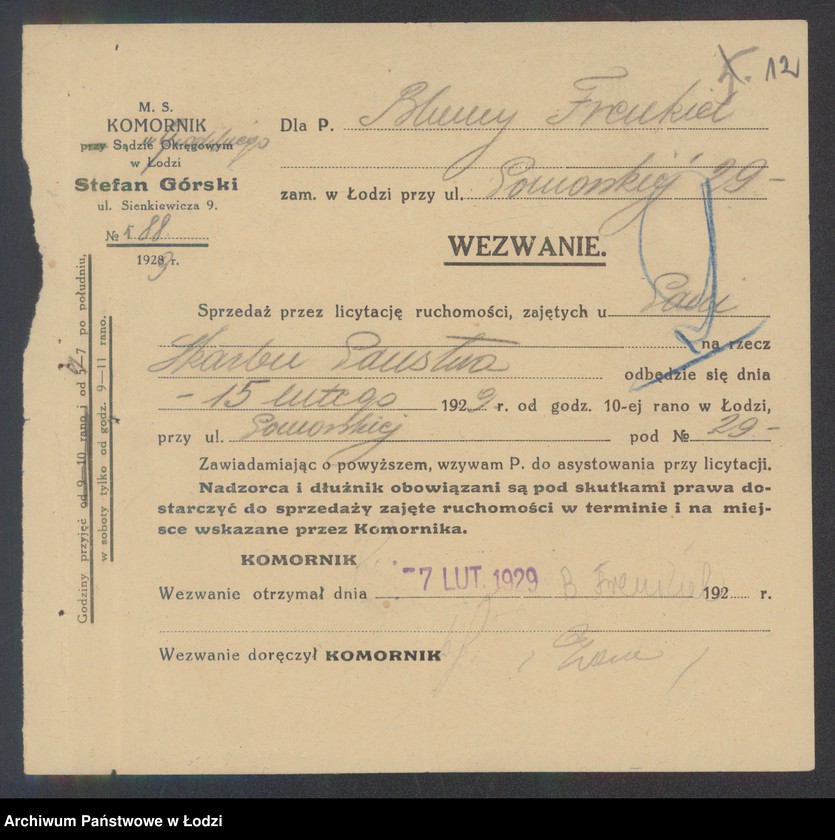 Obraz 14 z jednostki "Blima Frenkiel- sprzedaż towarów bawełnianych"