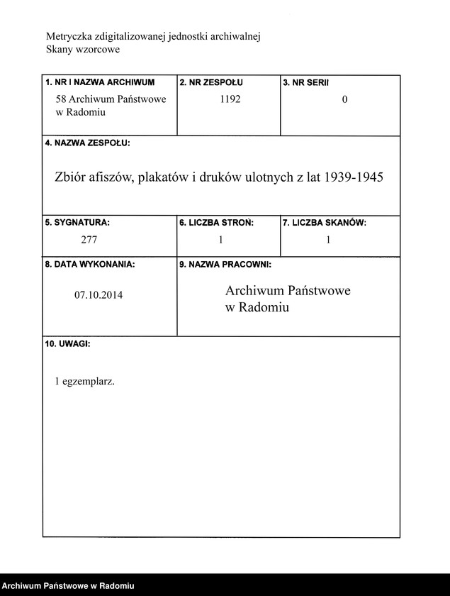 image.from.unit.number "Ogłoszenie: dotyczy utworzenia zamkniętych dzielnic mieszkalnych dla Żydów w Radomiu. Podpisano: Stadthauptmann miasta Radomia Kujath"