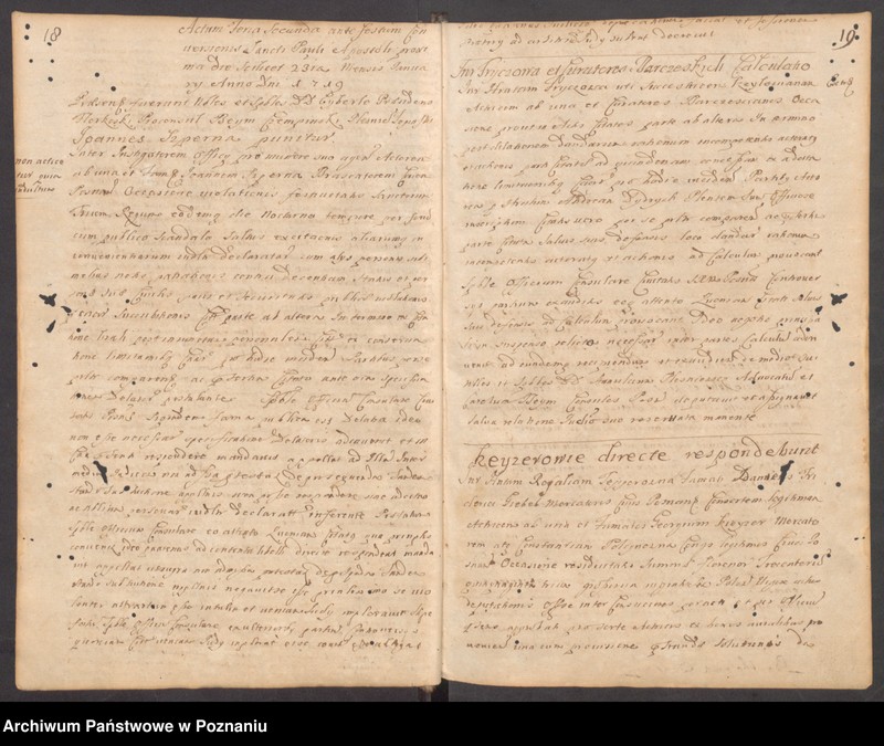 Obraz 12 z jednostki "Protocollon spectabilis officii consularis civitatis SRMtis Posnaniae ab anno Domini 1719 sub felicibus auspiciis nobilis Joannis Eyberle praesidentis civitatis eiusdem."