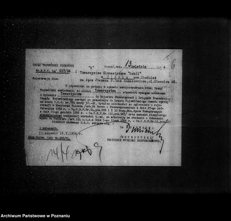 Obraz 10 z jednostki "/Towarzystwo Gimnastyczne Sokół w Ujściu powiat Chodzież - rejestracja/"