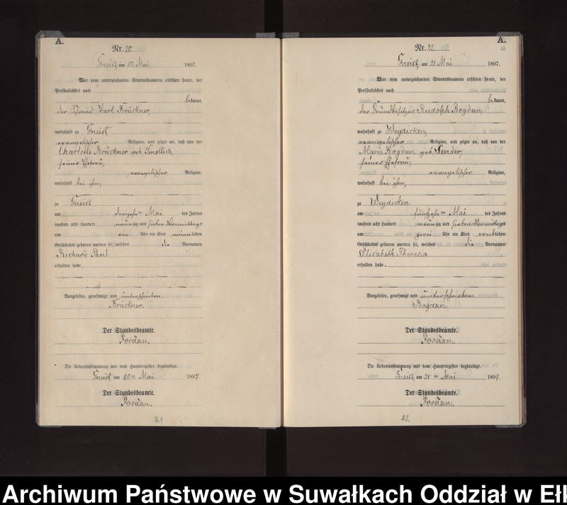 image.from.unit.number "Geburts-Neben-Register des Königlichen Preussischen Standes-Amtes Gneist Kreis Loetzen"