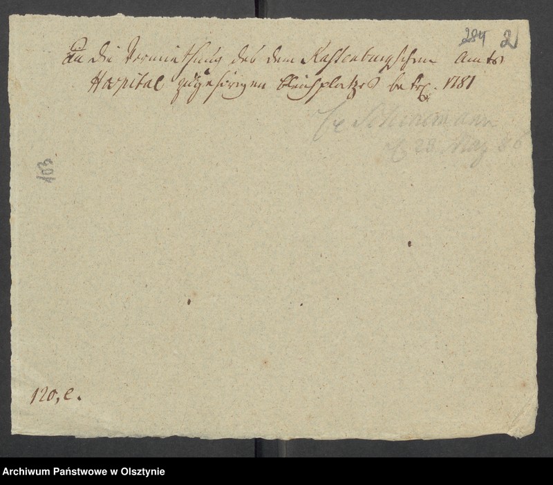 image.from.unit.number "Die Vermiethung des dem Rastenburschen Amts Hospital zugehörigen Bleickplatzes auch des Geköch=Gartens"