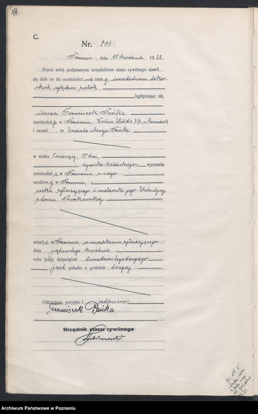 Obraz 20 z jednostki "Księga miejscowa zgonów tom II [Rejestr główny zgonów]"