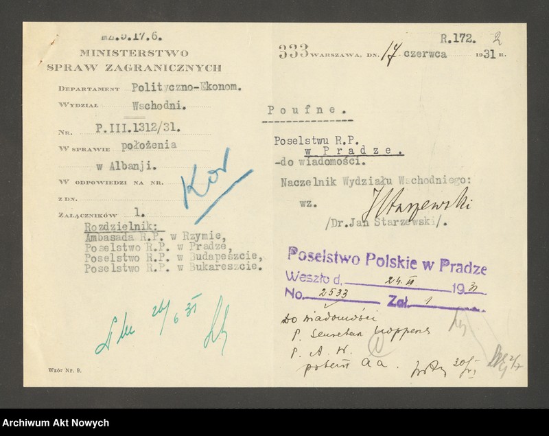 image.from.unit "Albania: Sytuacja wewnętrzna po wiedeńskim zamachu na króla Achmeda Zogu (raport Poselstwa RP w Belgradzie)"