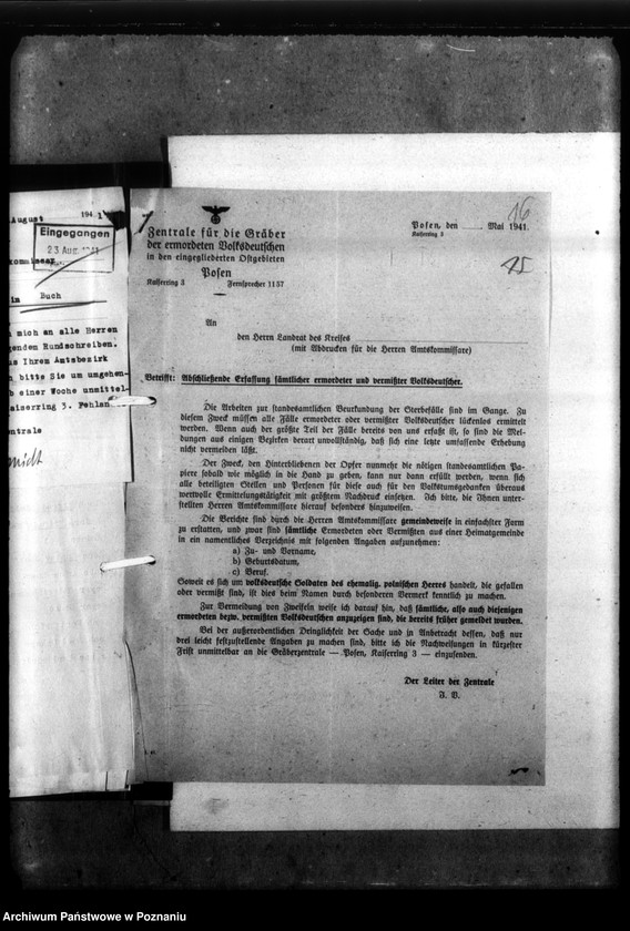 Obraz 20 z jednostki "Kreis Kosten (Kościan). Zgłoszenia zmarłych i zaginionych miejscowych Niemców w 1939 roku"