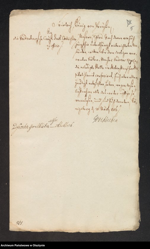 image.from.unit.number "In S. [Sachen] des Bäcker„Meisters Andreas Kopka wegen seiner Aufnahme in das Hohensteinsche Hospital"