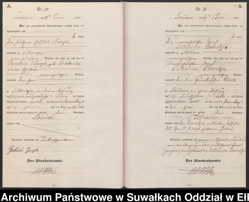 image.from.unit.number "Geburts-Haupt-Register des Königlich Preussischen Standes-Amtes Schaden Kreis Sensburg"