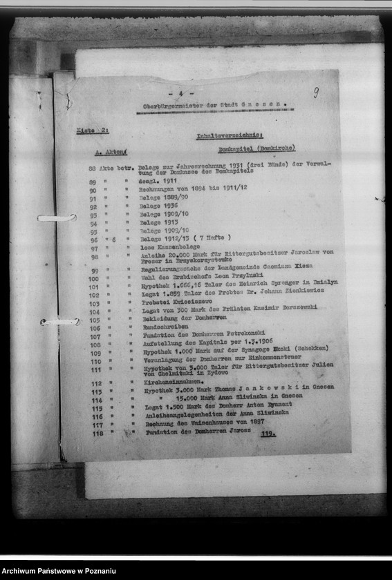 Obraz 13 z jednostki "Feststellung von Verlusten, Wiederherbeischaffung, Ersatzbeschaffung. Gnesen-Stadt [miasto Gniezno]"