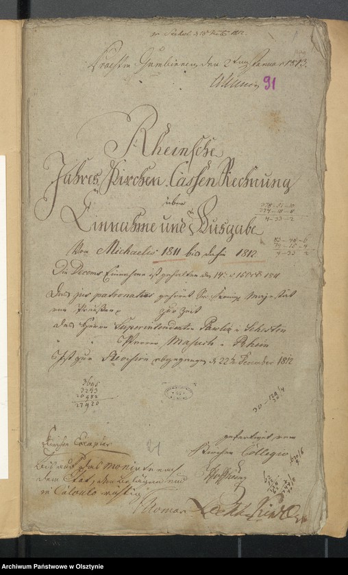 image.from.unit.number "Rheinschen Jahres Kirchen Cassen-Rechnung über Einnahme und Ausgabe"