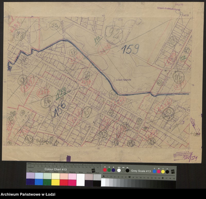 Obraz 1 z jednostki "Plan m. Łodzi 1:2000 z oznaczeniem podziału miasta na obwody i rejony spisowe. Sekcja SW73"