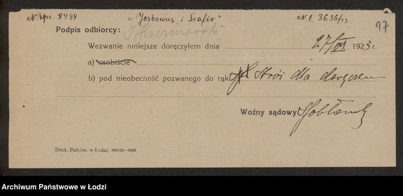 Obraz 19 z jednostki "Joskowicz i Szafir- fabrykacja i sprzedaz towarów wełnianych"