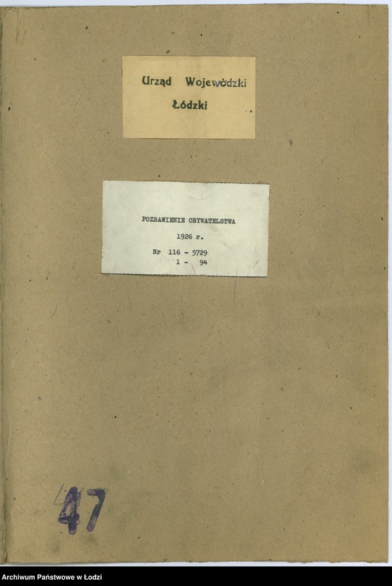 Obraz 2 z jednostki "Pozbawienie obywatelstwa 116-5729, 1-94"