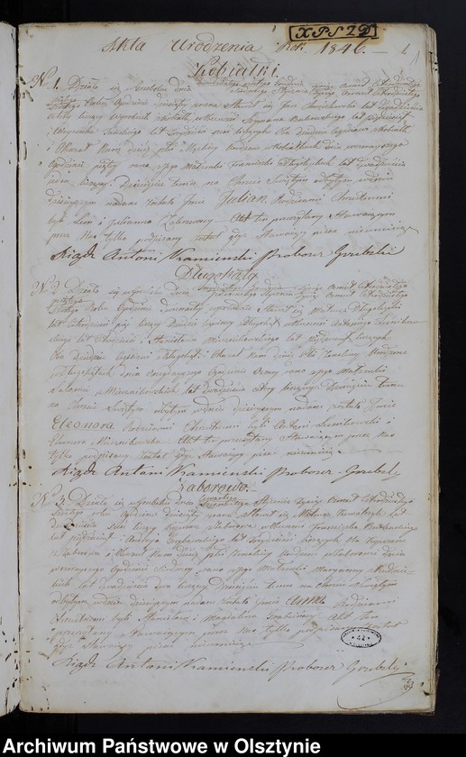 image.from.unit.number "Duplikat Aktów Urodzenia, Zaślubień, Zeyścia Parafii Grzebskiey za Rok 1846"