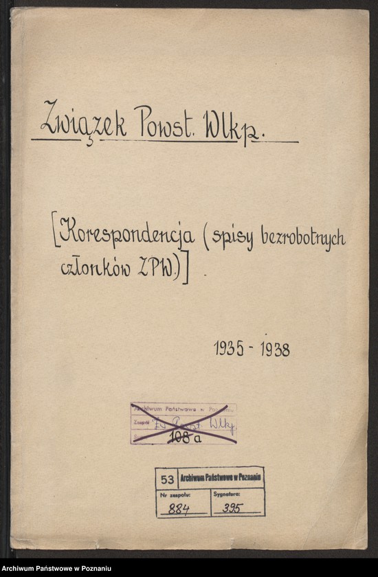 Obraz 2 z jednostki "Korespondencja [spis bezrobotnych członków Związku Powstańców Wielkopolskich."