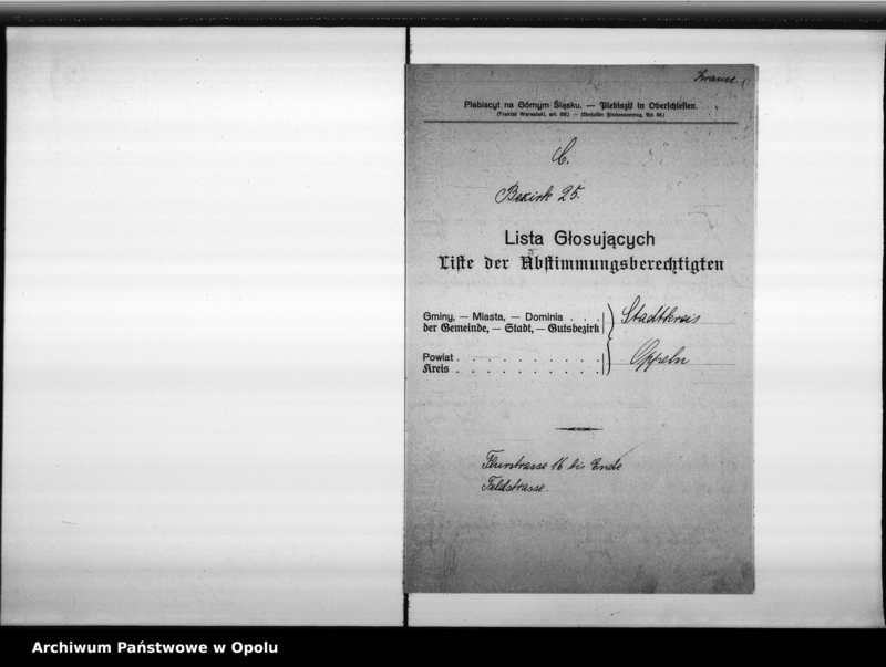 Obraz 5 z jednostki "25. Wahlbezirk Wahllokal: Präparandie - Flurstr[asse] 3"