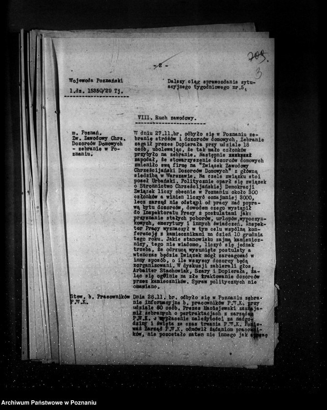 Obraz 7 z jednostki "Sprawozdania sytuacyjne tygodniowe za czas od 29 listopada 1929 r. do dnia 2 stycznia 1930 r. /nr 5-9/ działy VII-XIII"