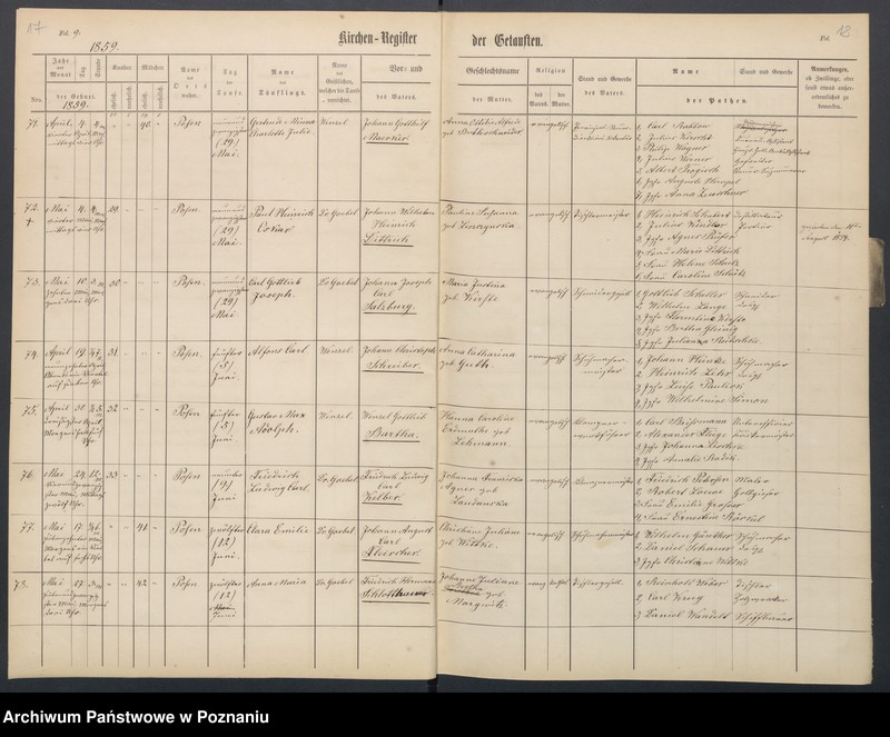 Obraz 13 z jednostki "[Akta urodzeń i chrztów, ślubów, zgonów]"