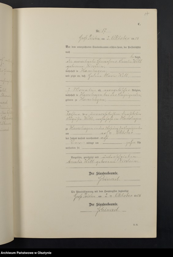 Obraz 19 z jednostki "Sterbe-Neben-Register Nr 1 - 23"