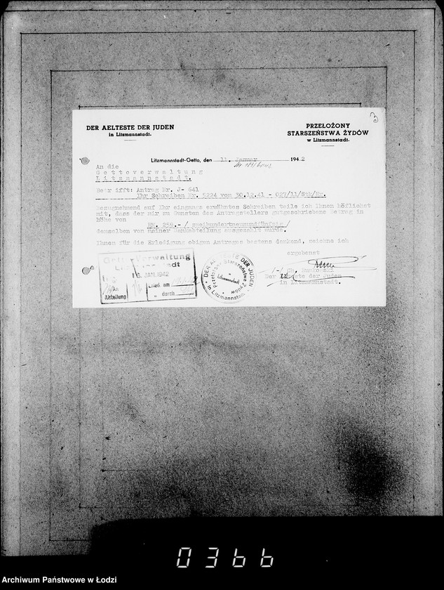 Obraz 7 z jednostki "J. 641-660.[Wnioski Żydów z Getta o zwrot należności za pracę lub towar wzięty na kredyt]"