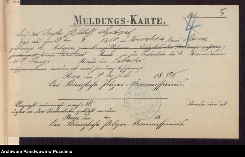 Obraz 7 z jednostki "Die von den Verlobten beigebrachten Urkunden zur Eheschliessung pro 1896"