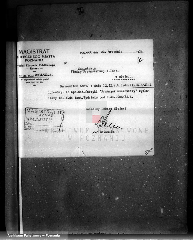 Obraz 11 z jednostki "Zatwierdzenie zakładu przemysłowego /firmy przemysłu smołowego/ Spółka z o.o. dawniej Lindenberg Poznań nr woj. 556"