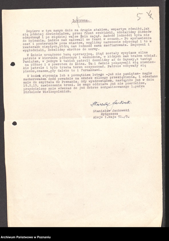 Obraz 17 z jednostki "Relacje i wspomnienia dotyczące powstania wielkopolskiego: 1. Żnin, powiat Żnin, województwo bydgoskie, 2. Żurczyn, powiat Szubin, województwo bydgoskie."